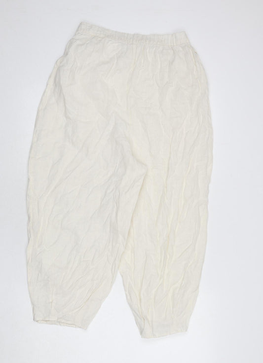 Womens UK Size M Zara Regular Fit Bloomer Ivory Trousers