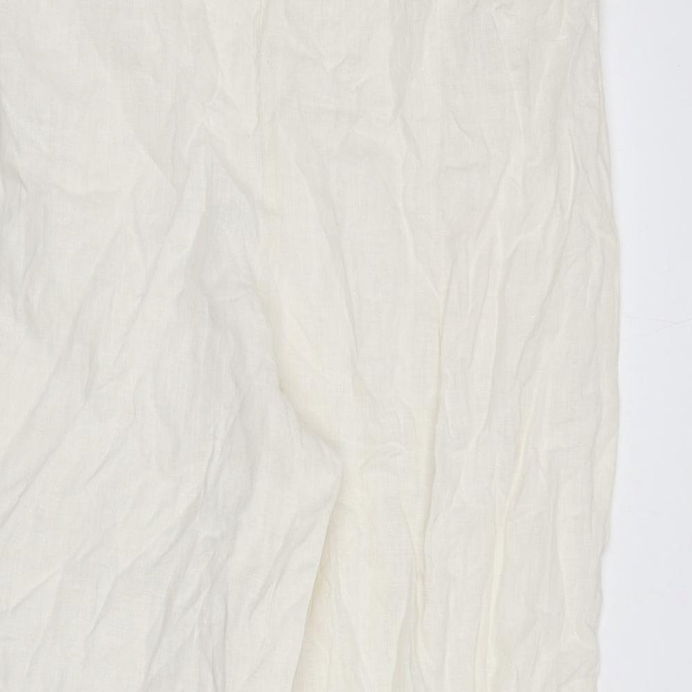 Womens UK Size M Zara Regular Fit Bloomer Ivory Trousers