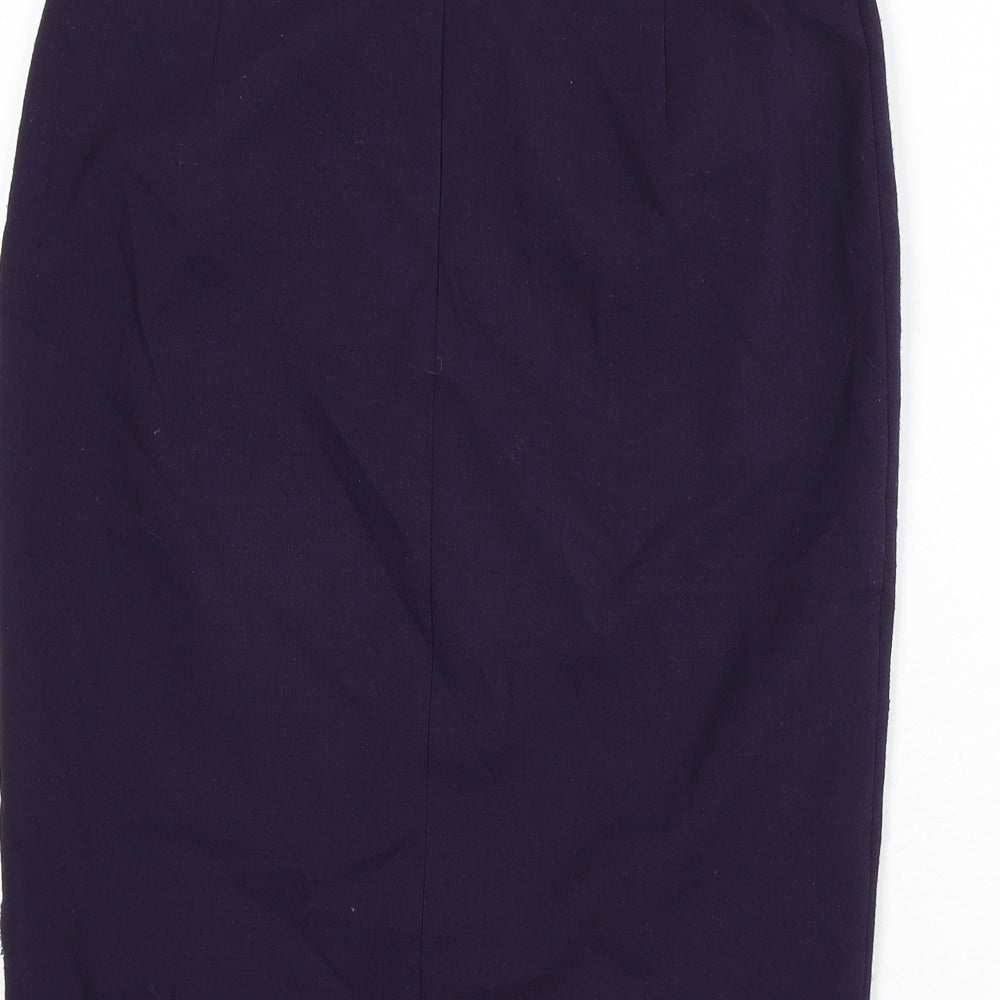 Marks and Spencer Womens Purple Polyester Straight & Pencil Skirt Size 10 Zip - Slit