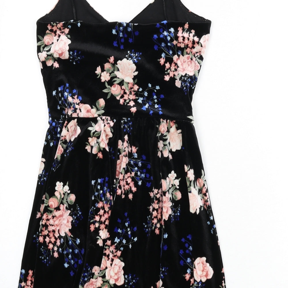 Divided by H&M Womens Black Floral Polyester Romper One-Piece Size 8 Pullover