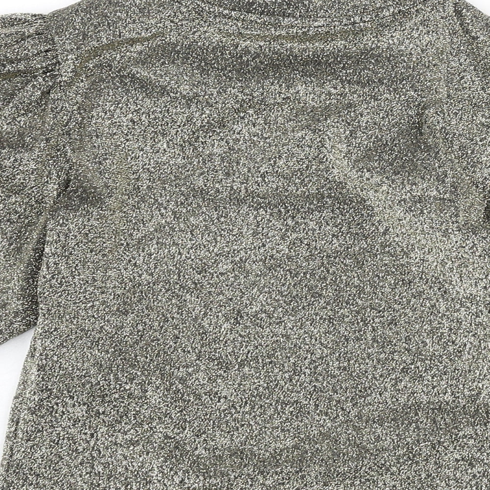 Womens UK Size 2XS Monki Gold Cropped T-Shirt