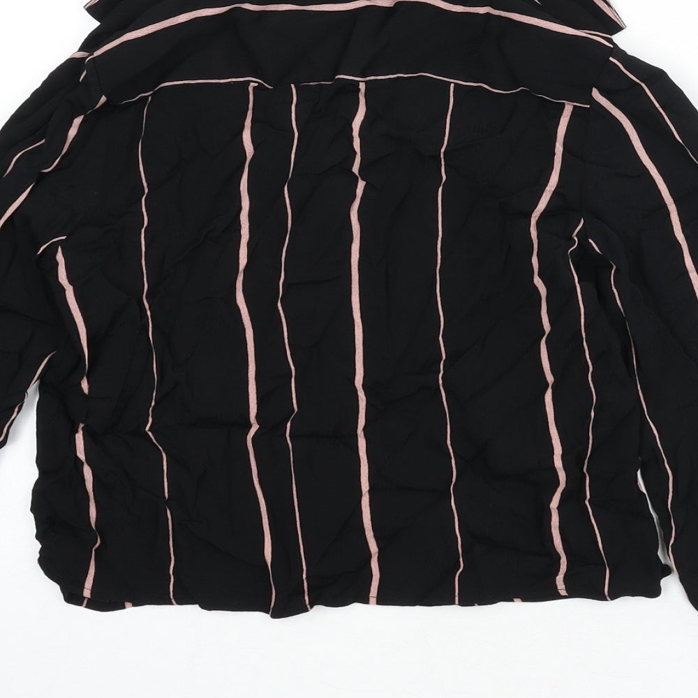 Womens UK Size 6 New Look Black Cropped Button-Up