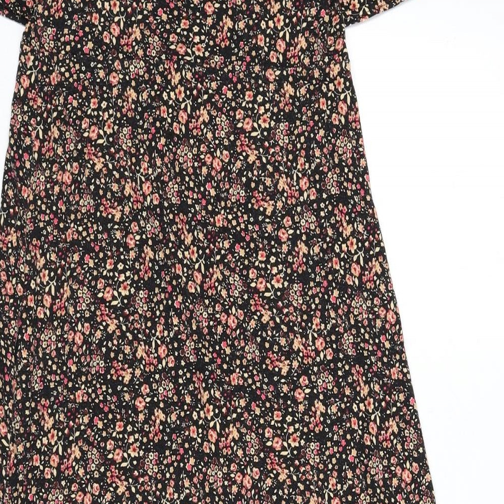 New Look Womens Multicoloured Floral Viscose A-Line Size 10 Round Neck Pullover - Slit