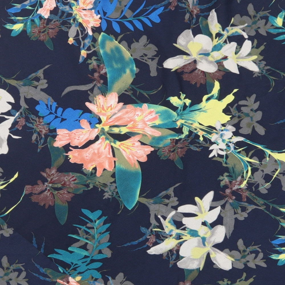 Classic Womens Multicoloured Floral Polyester A-Line Skirt Size 18