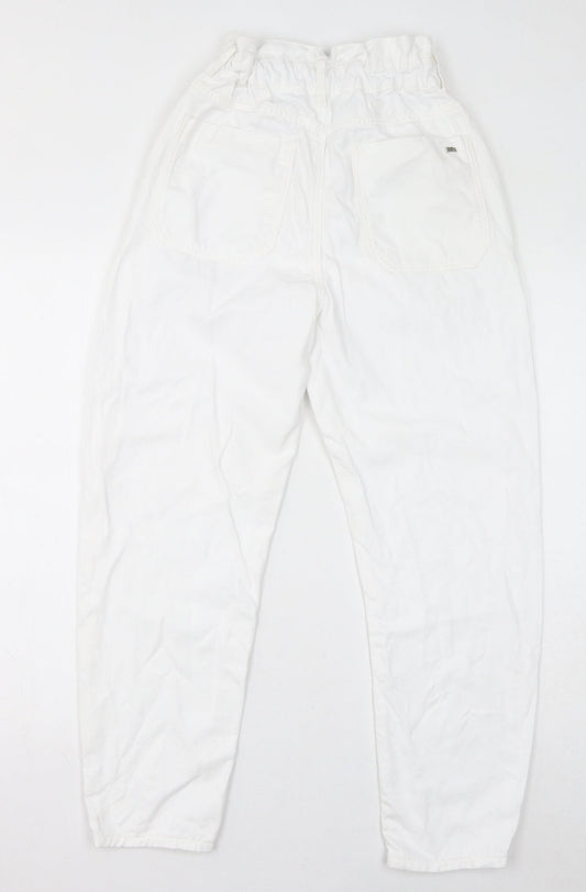 Zara Womens White Cotton Mom Jeans Size 4 L25 in Regular Zip