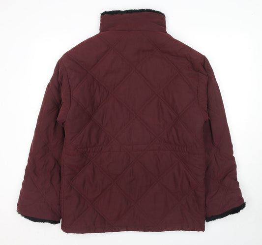 Etam Womens Red Quilted Jacket Size 12 Zip