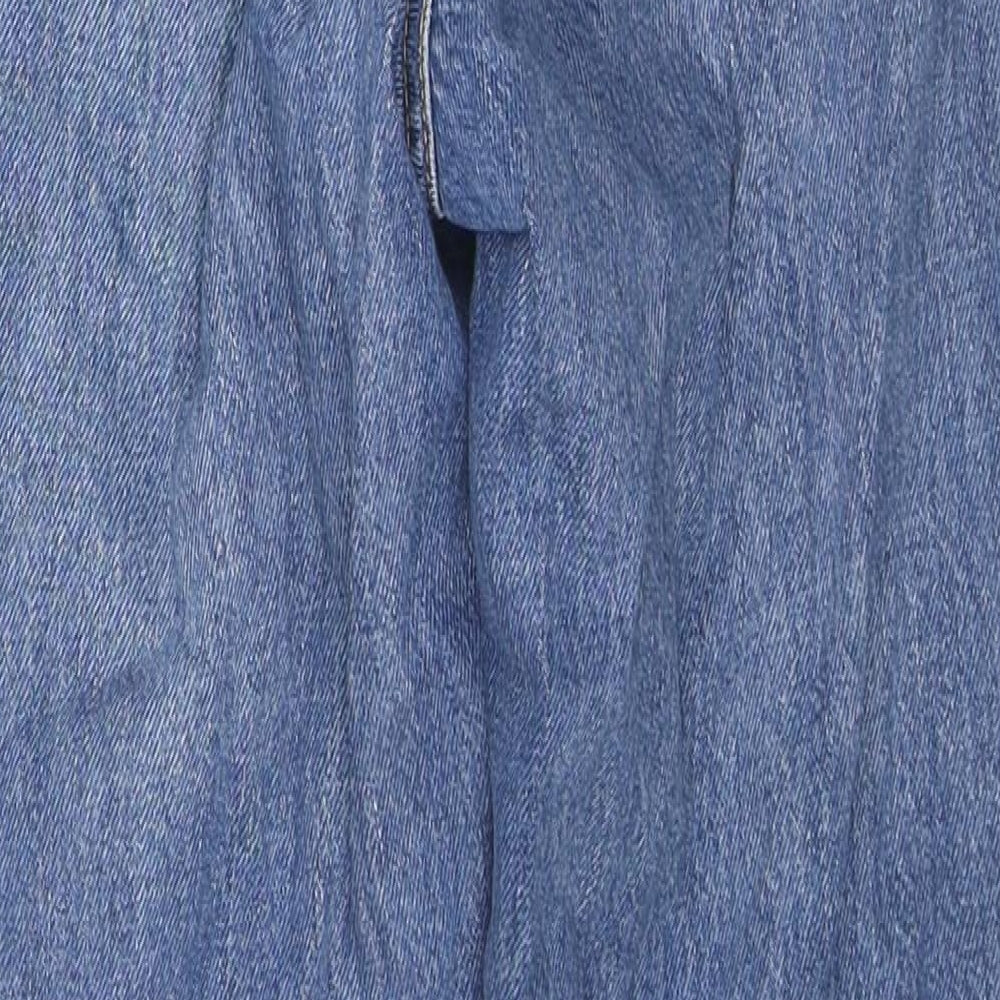 Topshop Womens Blue Cotton Straight Jeans Size 24 in L30 in Regular Zip