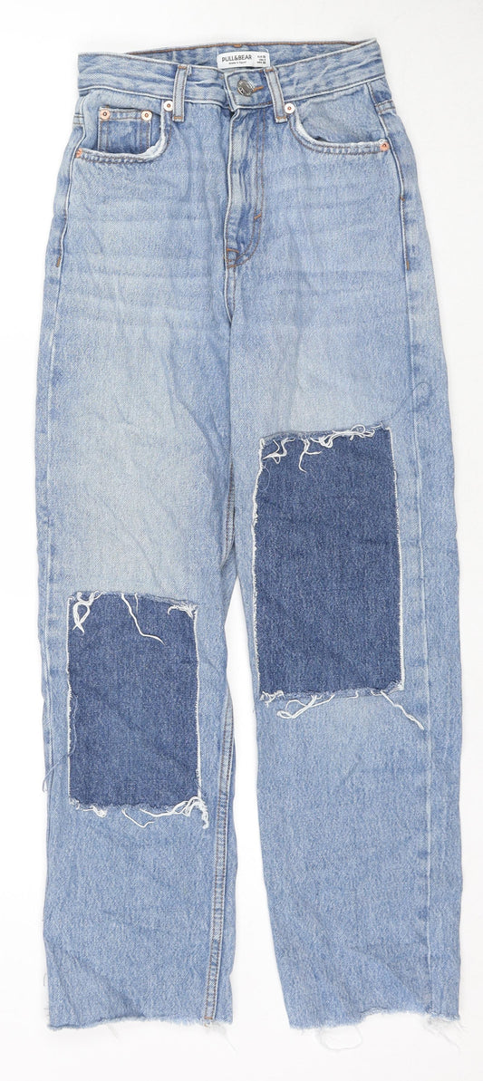 Womens UK Size 4 Pull&Bear Regular Fit Straight Blue Jeans