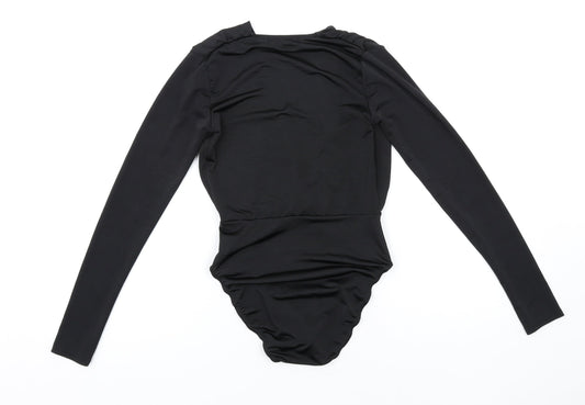 Missguided Womens Black Polyester Bodysuit One-Piece Size 6 Snap