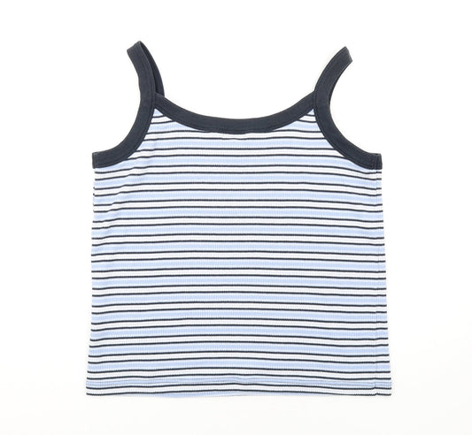 Bonmarché Womens Blue Striped Polyester Basic Tank Size XL Round Neck