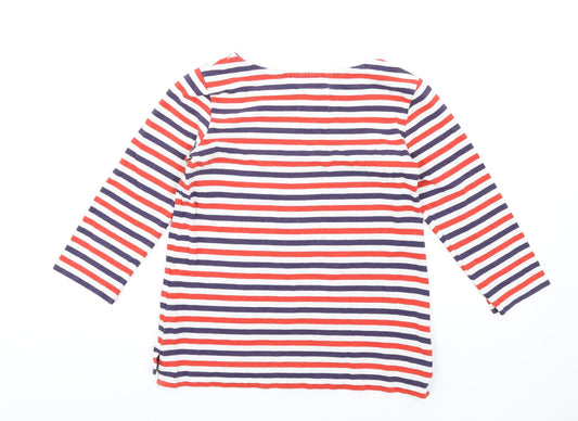 Jack Wills Womens Multicoloured Striped Cotton Basic T-Shirt Size 8 Round Neck