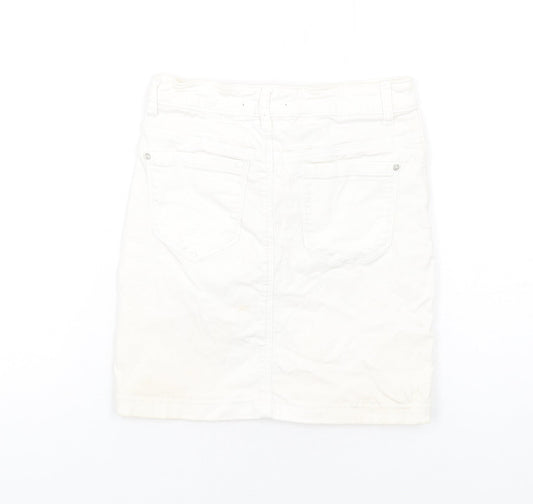 Missguided Womens White Cotton Mini Skirt Size 6 Zip