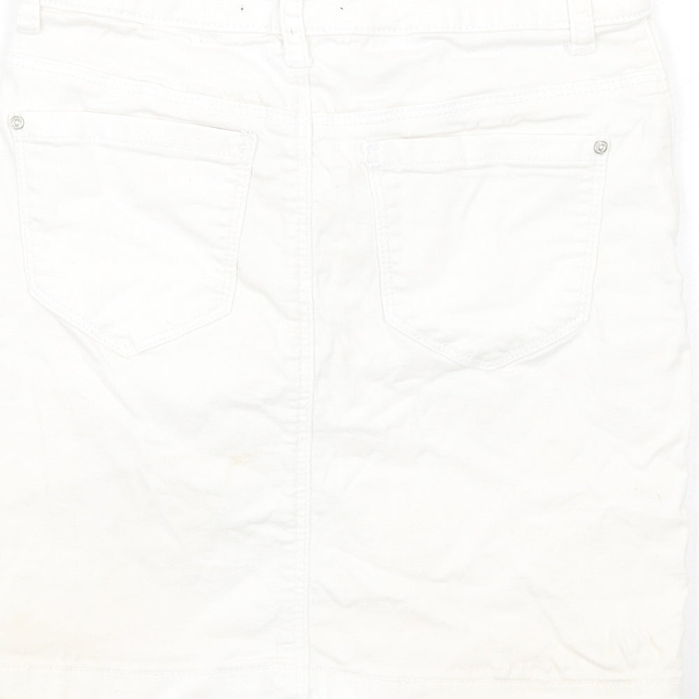 Missguided Womens White Cotton Mini Skirt Size 6 Zip
