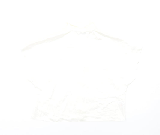 Marks and Spencer Womens Ivory Polyester Cropped Button-Up Size 12 Collared