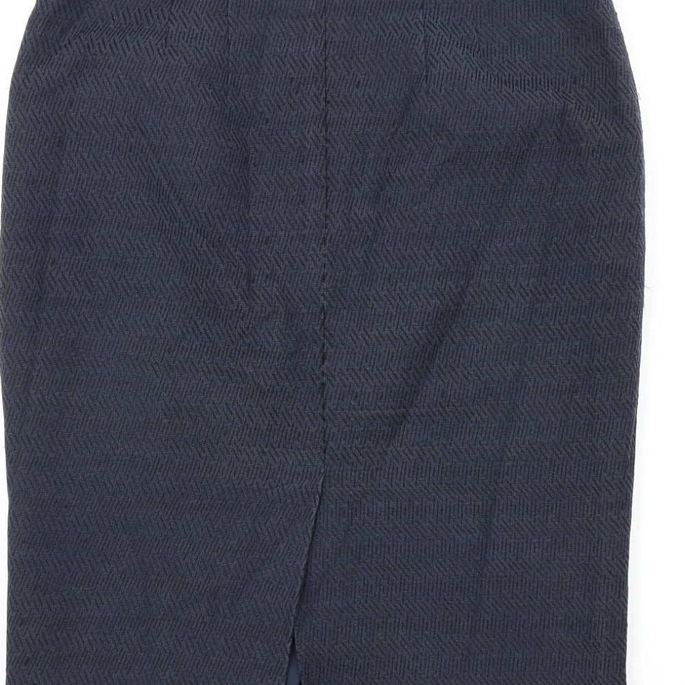 Brand and care label for Autograph women’s blue cotton straight & pencil skirt, size UK 10, zip