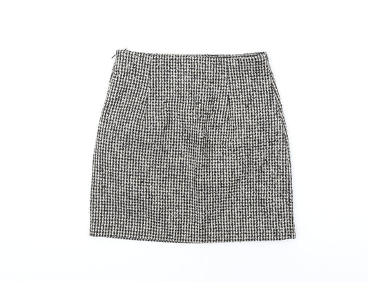 H&M Womens Beige Polyester A-Line Skirt Size 6 Zip