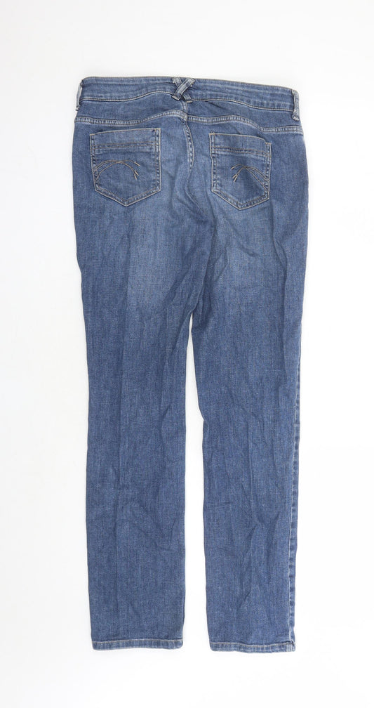 Indigo Womens Blue Cotton Straight Jeans Size 10 L29 in Slim Zip