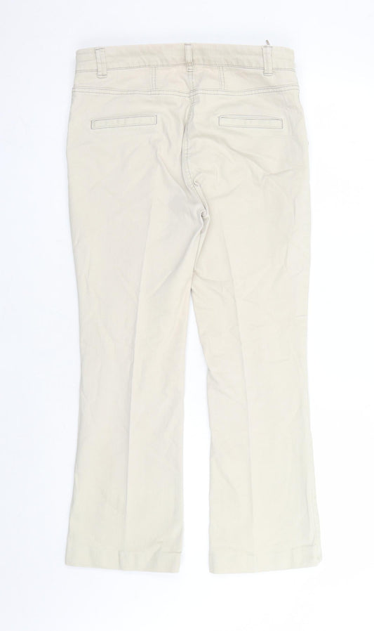 Per Una Womens Beige Cotton Bootcut Jeans Size 10 L27 in Regular Zip