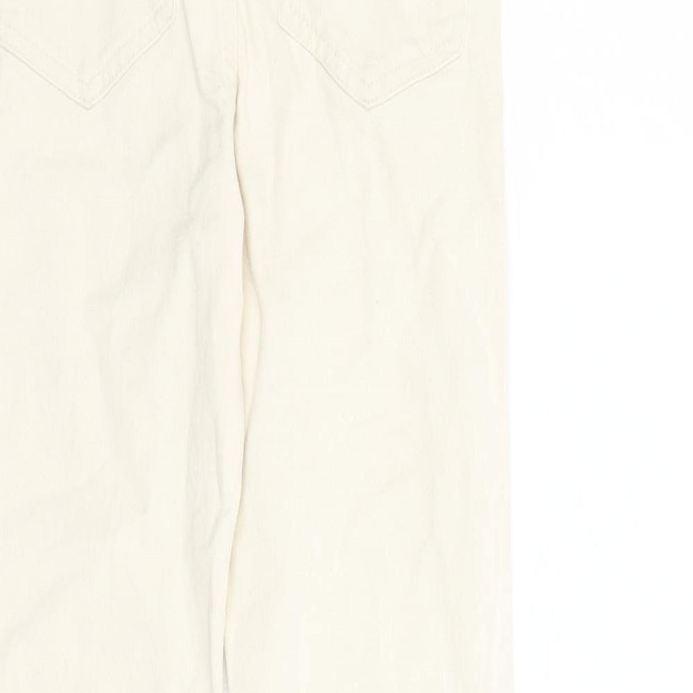 Zara Womens Beige Cotton Straight Jeans Size 24 in L25 in Regular Zip