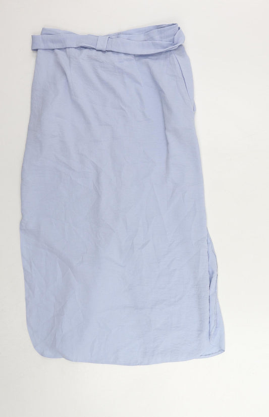 ASOS Womens Blue Polyester A-Line Skirt Size 10 Button - Belted