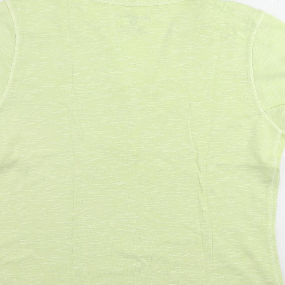 Eddie Bauer Womens Green Cotton Basic T-Shirt Size M V-Neck