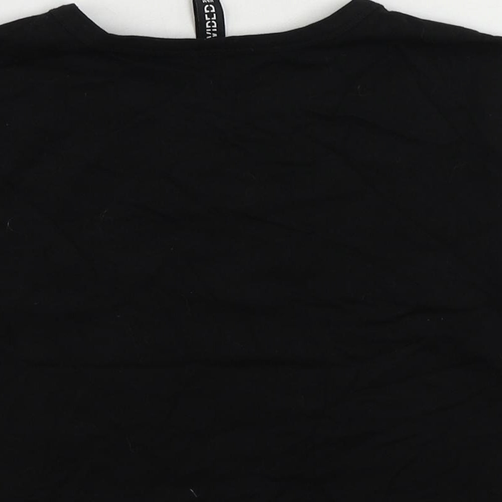 Divided by H&M Womens Black Cotton Cropped T-Shirt Size S Crew Neck - Amazed