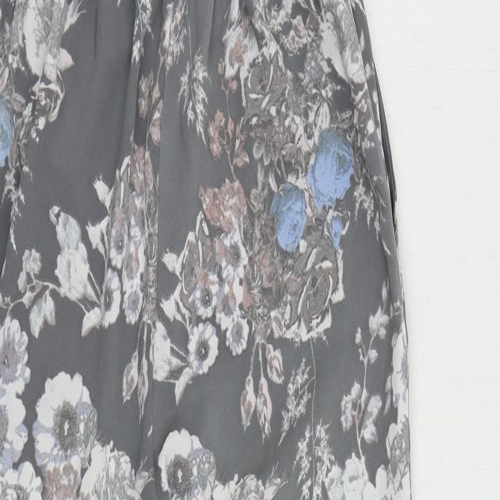 NEXT Womens Grey Floral Polyester Jumpsuit One-Piece Size 6 L29 in Zip - Pockets