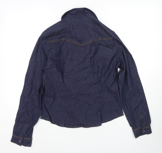 Denim & Co. Womens Blue Jacket Size 14 Snap