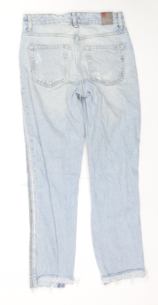 Zara Womens Blue Cotton Cropped Jeans Size 6 L26 in Regular Zip