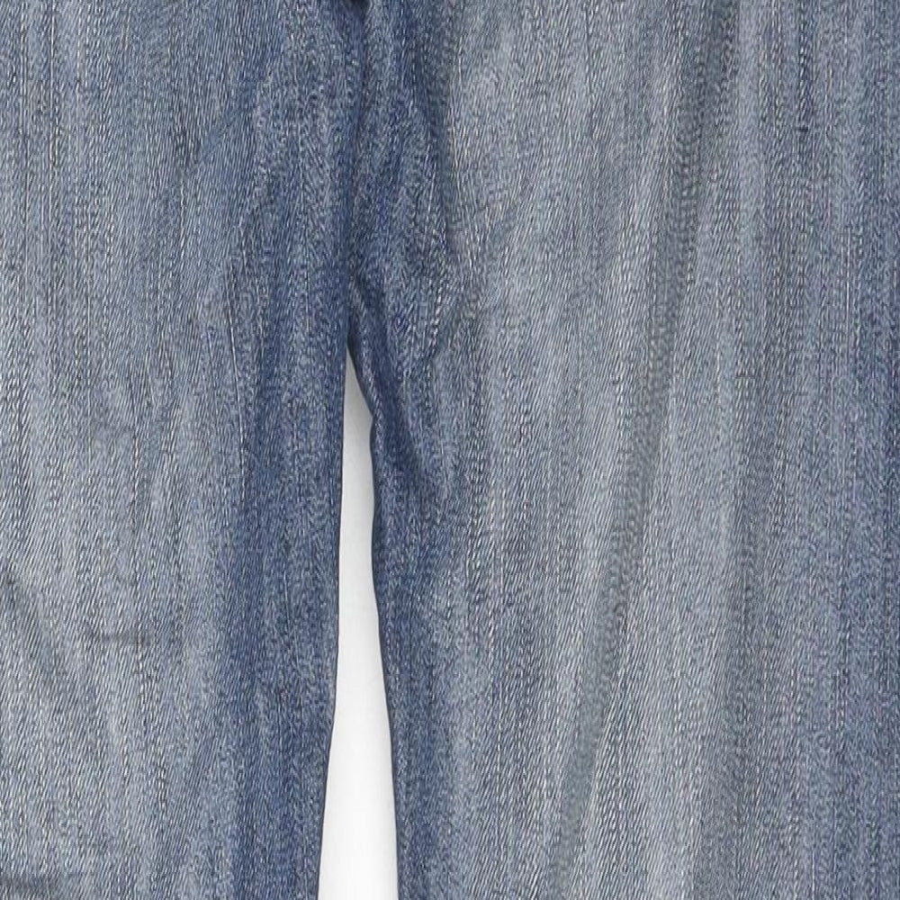 Denim & Co. Womens Blue Cotton Straight Jeans Size 28 L30 in Slim Zip