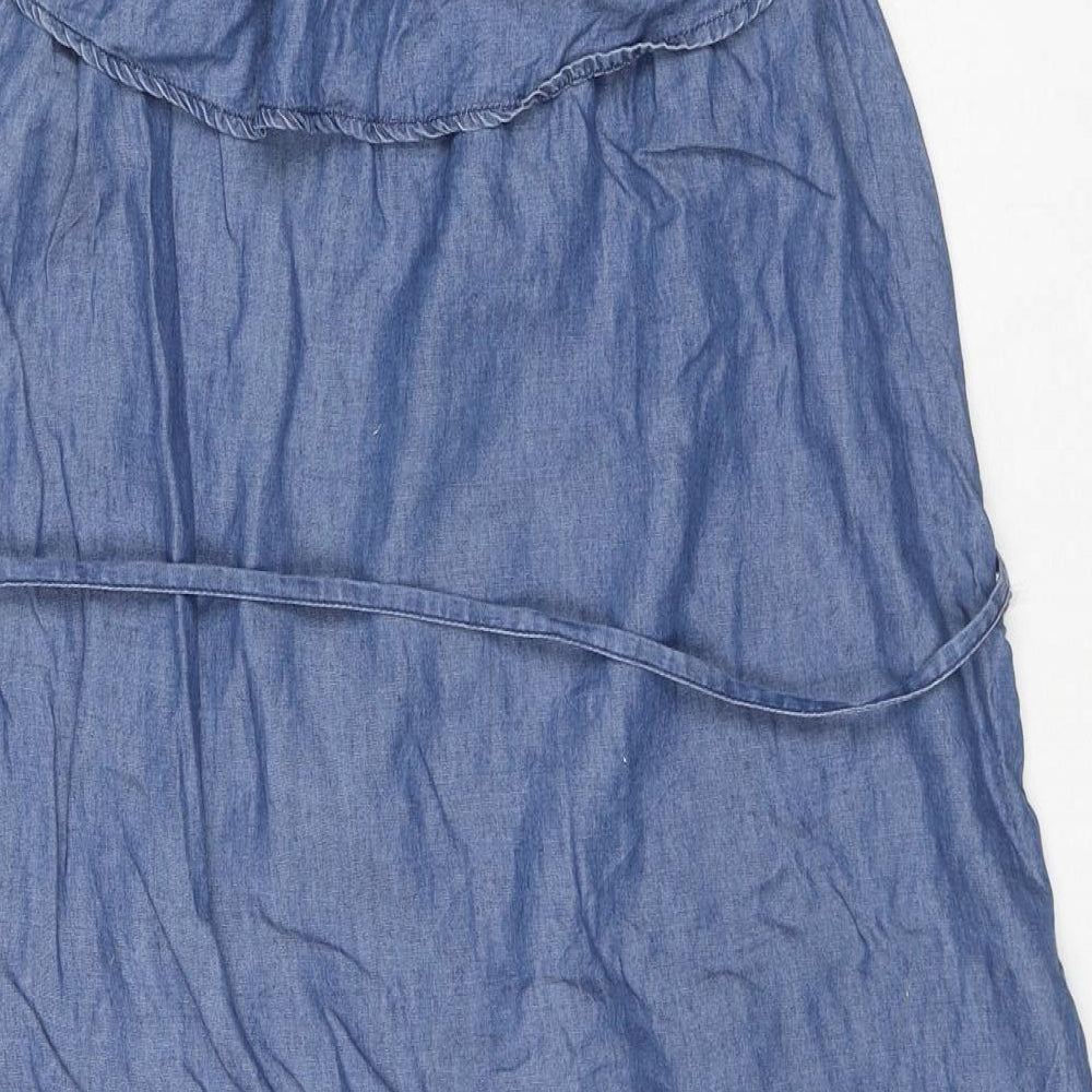 H&M Womens Blue Lyocell Tank Dress Size 10 Off the Shoulder Pullover