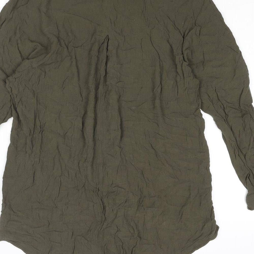 Womens UK Size M Zara Green Basic Button-Up