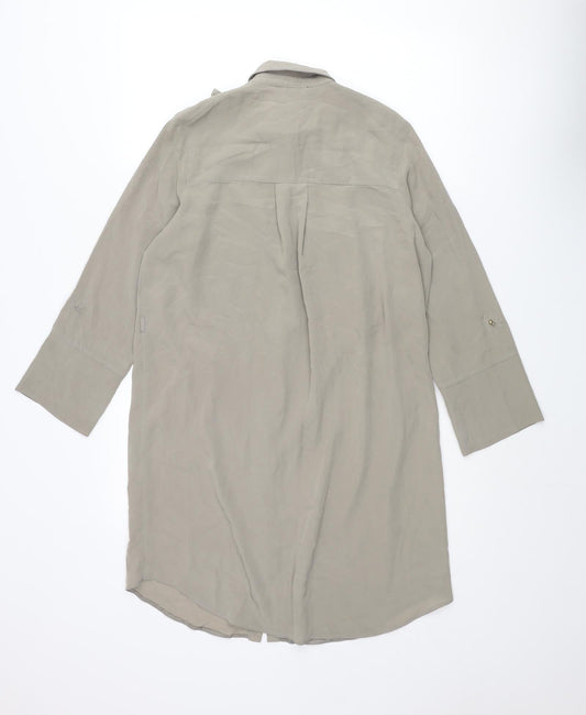 River Island Womens Grey Polyester Shirt Dress Size 10 Collared Button