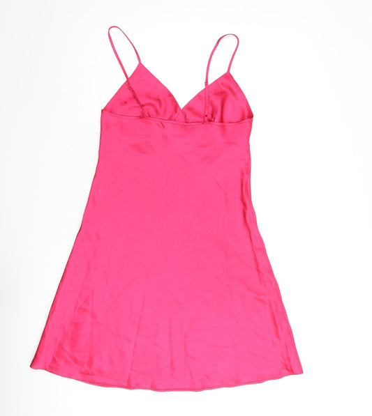 BHS Womens Pink Polyester A-Line Size 10 Sweetheart Pullover - Floral Embroidery