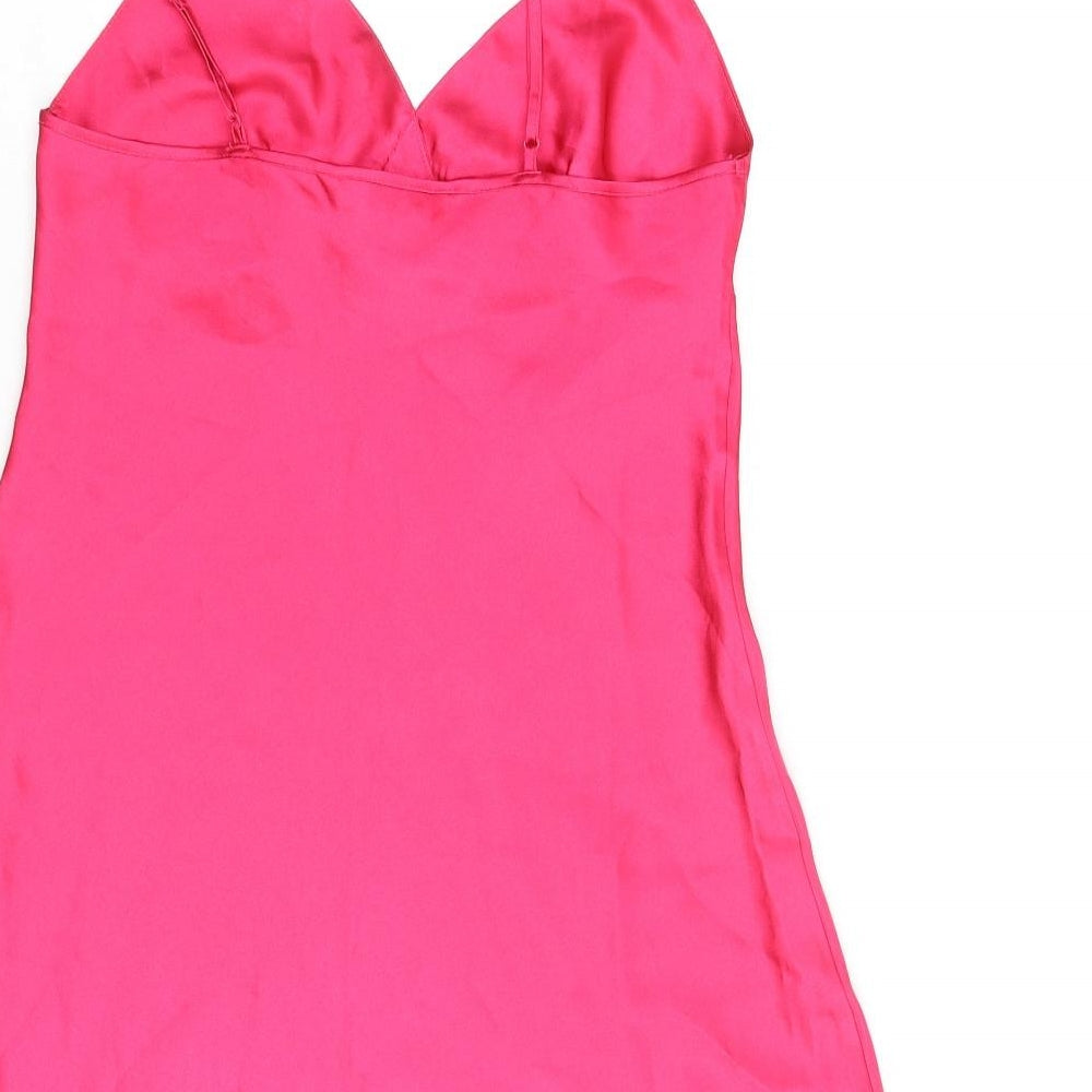 BHS Womens Pink Polyester A-Line Size 10 Sweetheart Pullover - Floral Embroidery