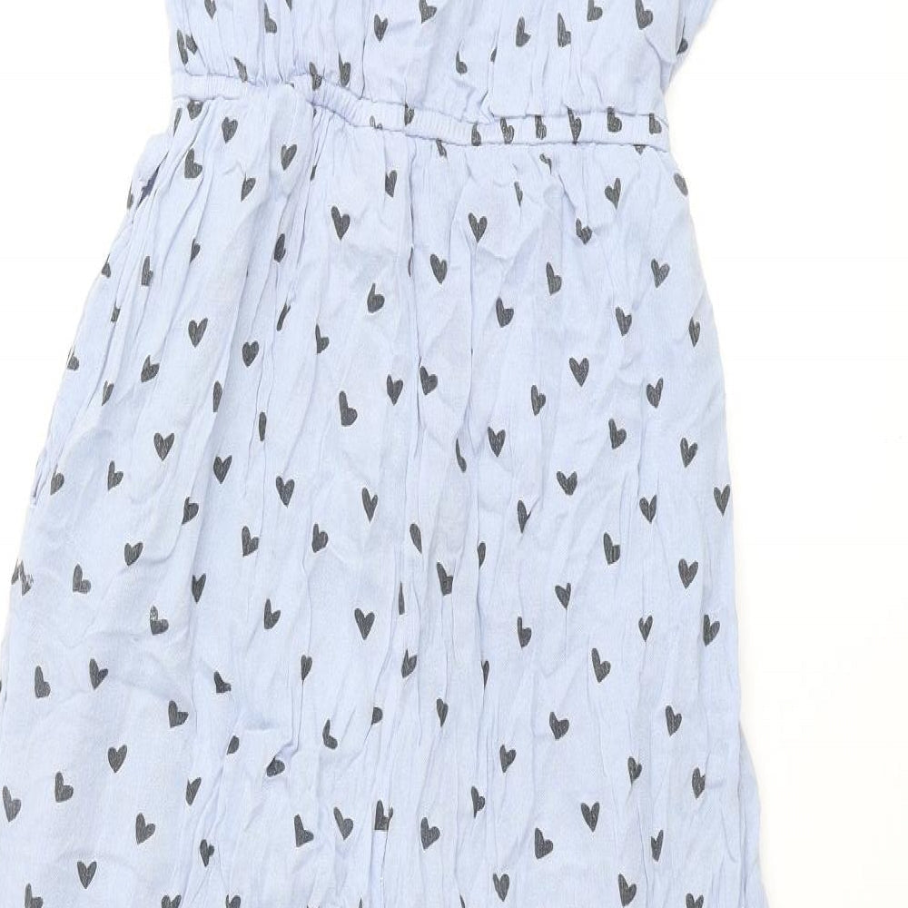 Alisha & Chloe Womens Blue Geometric Viscose Jumpsuit One-Piece Size M L27 in Pullover - Heart Print