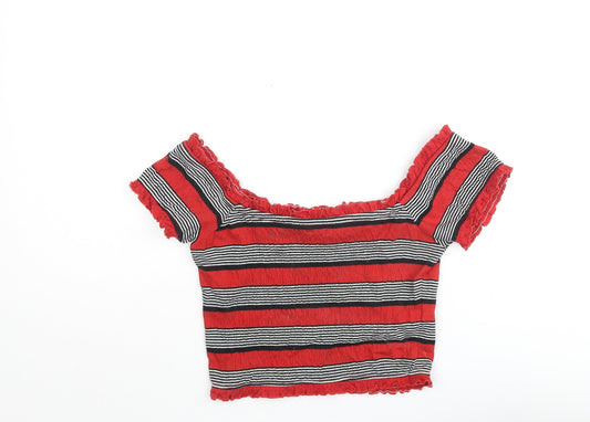 Womens UK Size 8 New Look Red Cropped Blouse