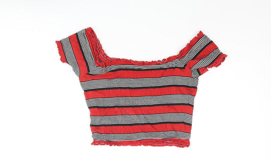 Womens UK Size 8 New Look Red Cropped Blouse
