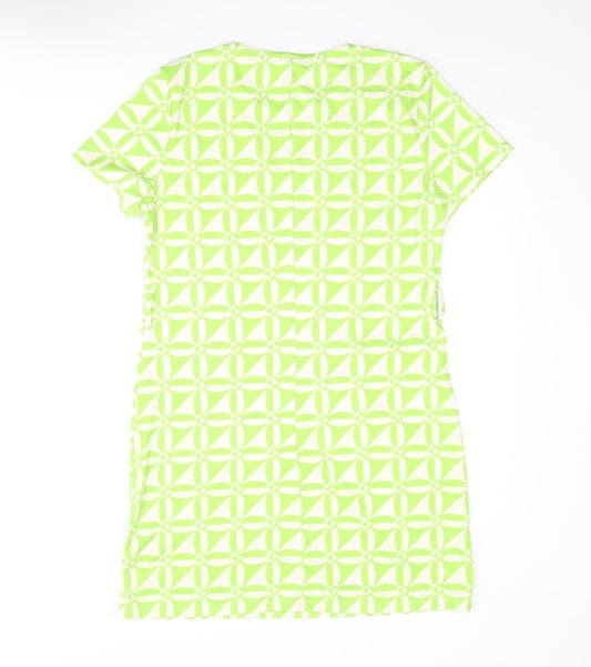River Island Womens Green Geometric Polyester Shift Size 12 Round Neck Pullover - Pocket Detail