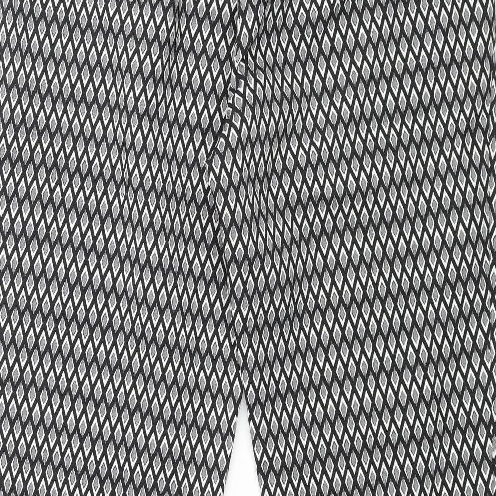 Topshop Womens Black Geometric Polyester Dress Pants Trousers Size 10 L25 in Regular Zip