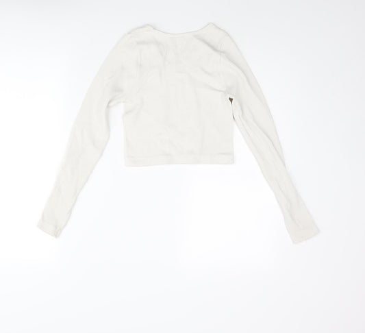 Womens UK Size S PRETTYLITTLETHING Ivory Cropped T-Shirt