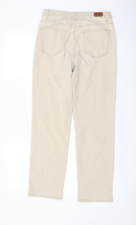 Brax Womens Beige Cotton Straight Jeans Size 10 L28 in Regular Button