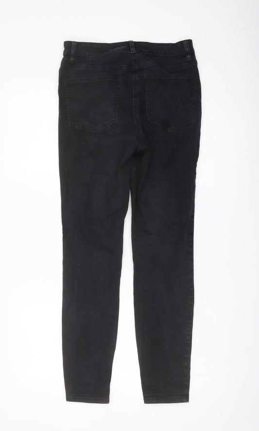 NEXT Womens Black Cotton Skinny Jeans Size 10 L28 in Regular Button