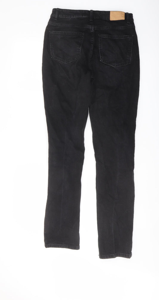 Zara Womens Black Cotton Straight Jeans Size 10 L32 in Regular Button