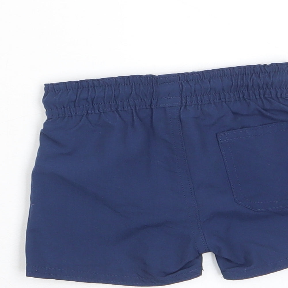 Marks and Spencer Boys Blue Polyester Cropped Trousers Size 3-6 Months Drawstring - Swim shorts
