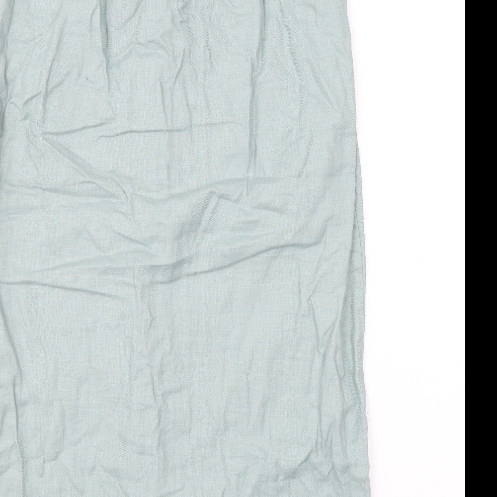 ASOS Womens Green Linen Straight & Pencil Skirt Size 10 Button