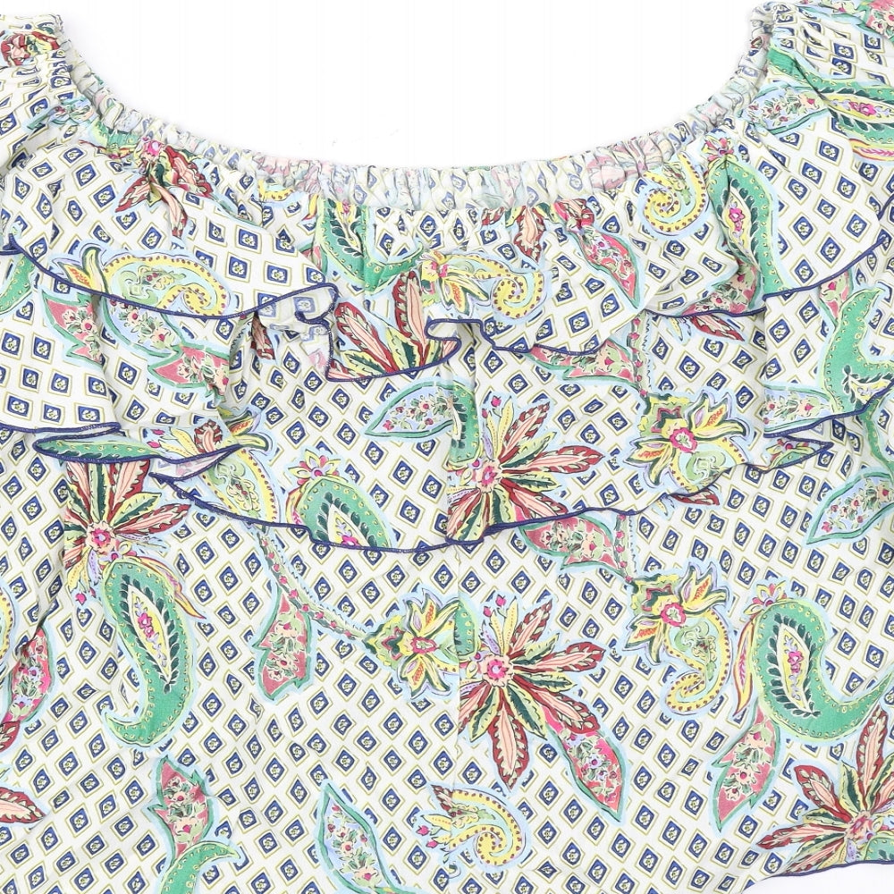Womens UK Size L Zara Multicoloured Basic Blouse