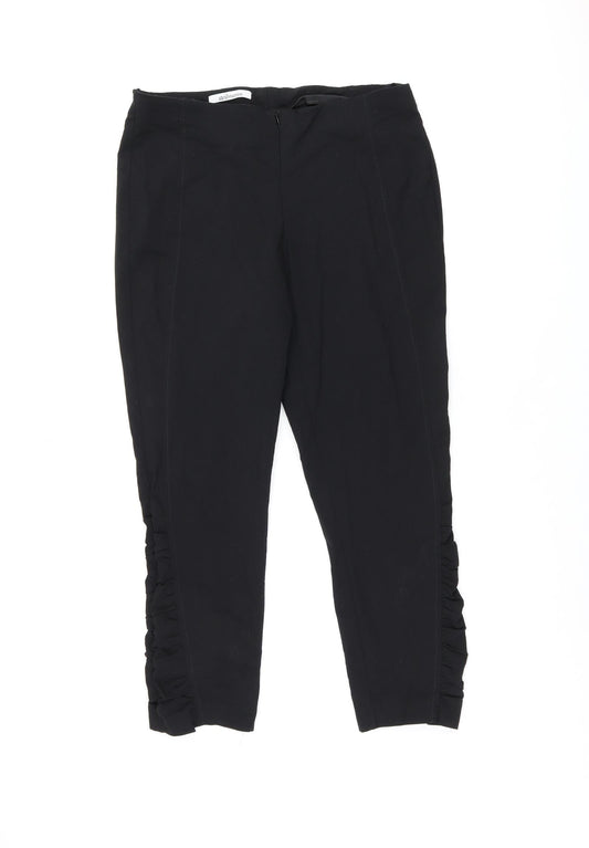 Womens UK Size 12 Steilmann Regular Fit Cropped Black Trousers