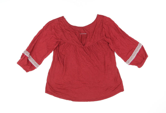 Clockhouse Womens Red Viscose Basic Blouse Size XS Boat Neck