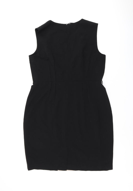 Kenneth Cole Womens Black Polyester Bodycon Size 18 V-Neck Zip